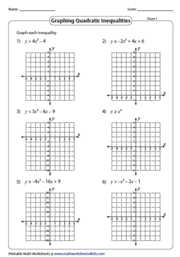 Quadratic Inequalities Worksheets