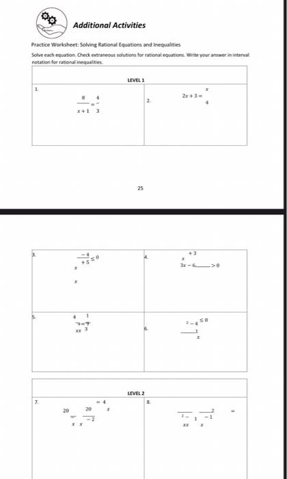 solving rational equations and inequalities worksheet answers