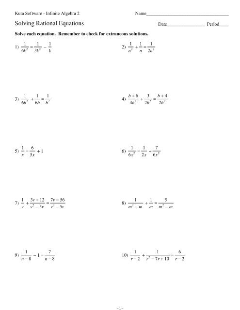 Solving Rational Equations 3.pdf - Worksheets Library