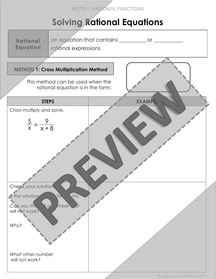 solving rational equations by cross multiplying worksheet