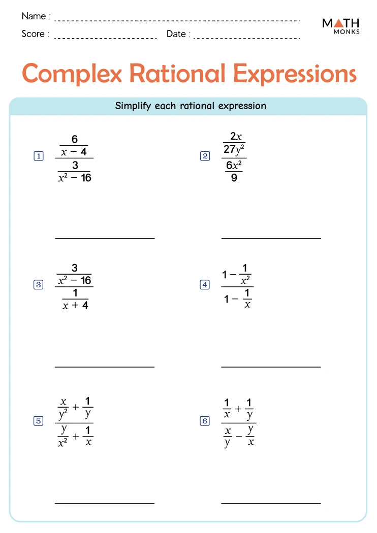 Rational Expressions Worksheets - Math Monks - Worksheets Library