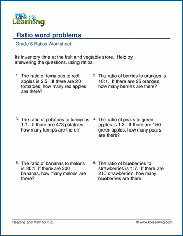 Ratio word problems | Worsheets library