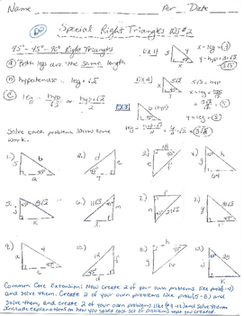 45-45-90 Right Triangles Worksheet by Delora Washingtons Math and ...