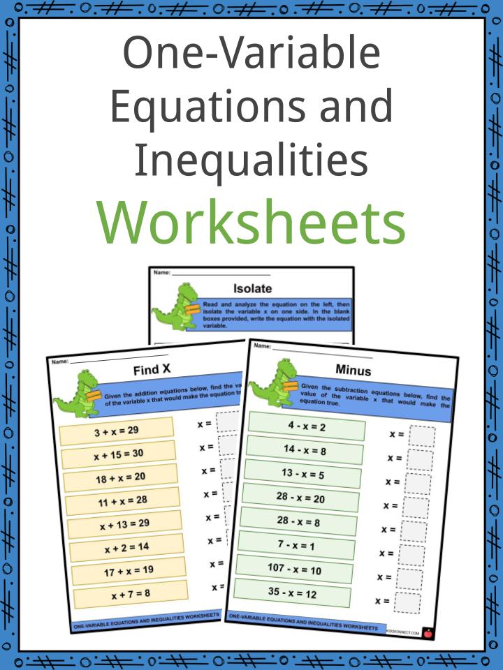 One-Variable Equations and Inequalities Facts &  Worksheets For Kids