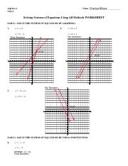 solving systems of equations algebraically worksheet answers
