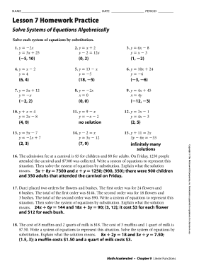 solving systems of equations algebraically worksheet answers