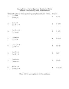solving systems of equations by substitution worksheet answers