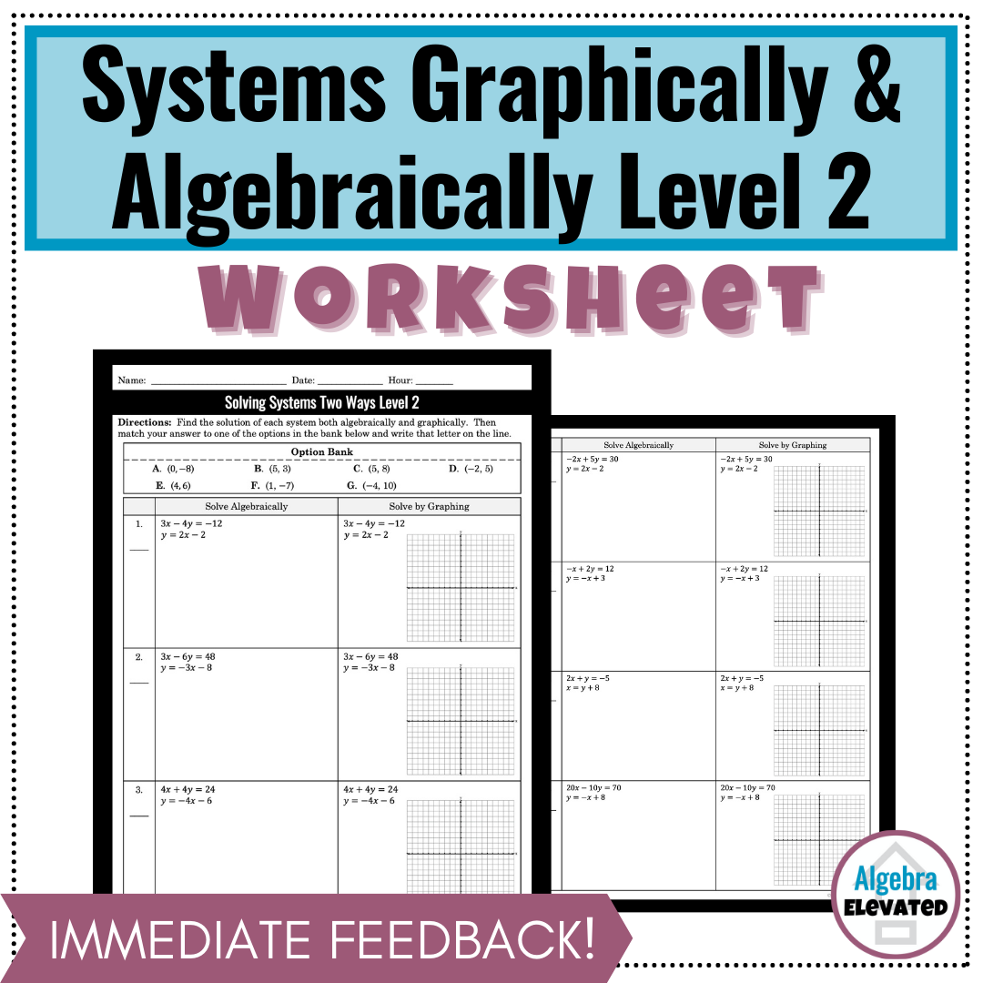 Solving Systems of Equations with Substitution and Graphically Level 2