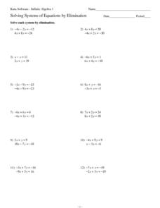 solving systems of equations worksheet with answers