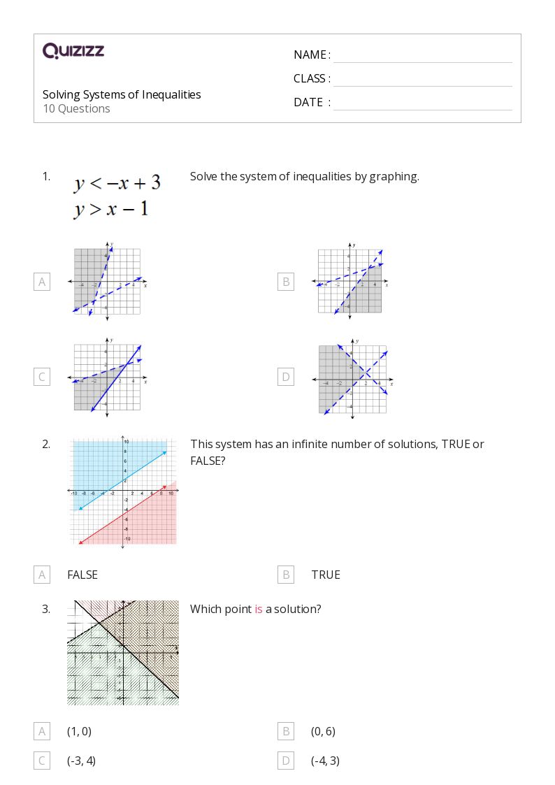 solving systems of linear inequalities worksheet answers