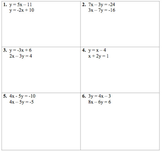solving systems using substitution worksheet