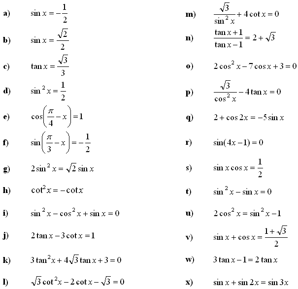 Math Exercises &  Math Problems: Trigonometric Equations and ...