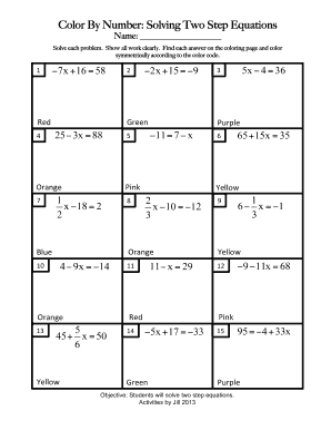 solving two step equations worksheet answers