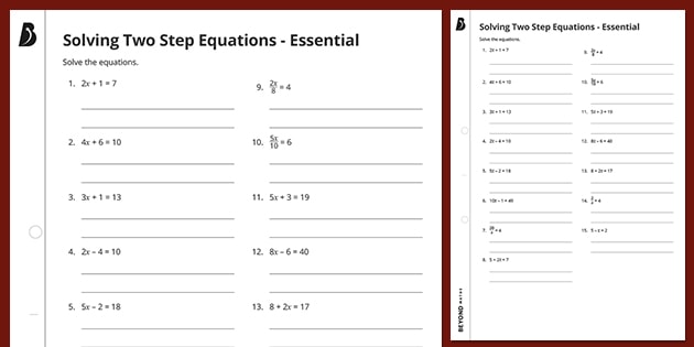 solving two step equations worksheet