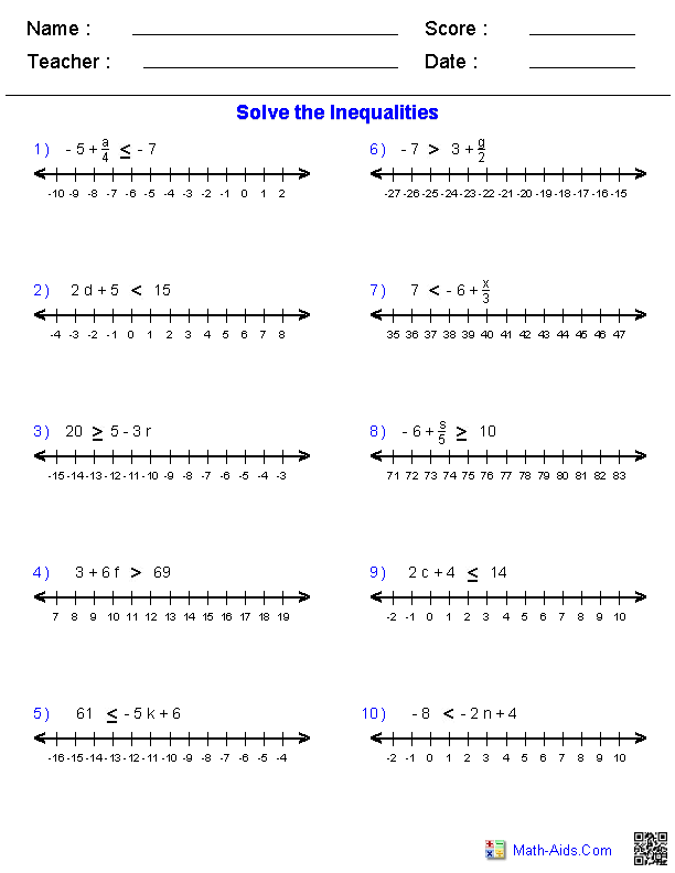 solving two step inequalities worksheet answers