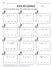 Two Step Inequalities Worksheets