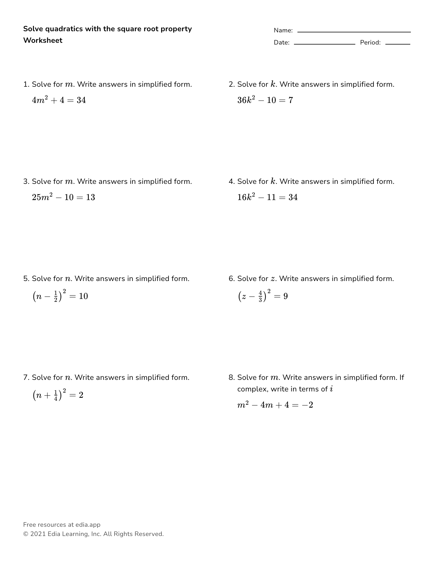 Edia | Free math homework in minutes - Worksheets Library