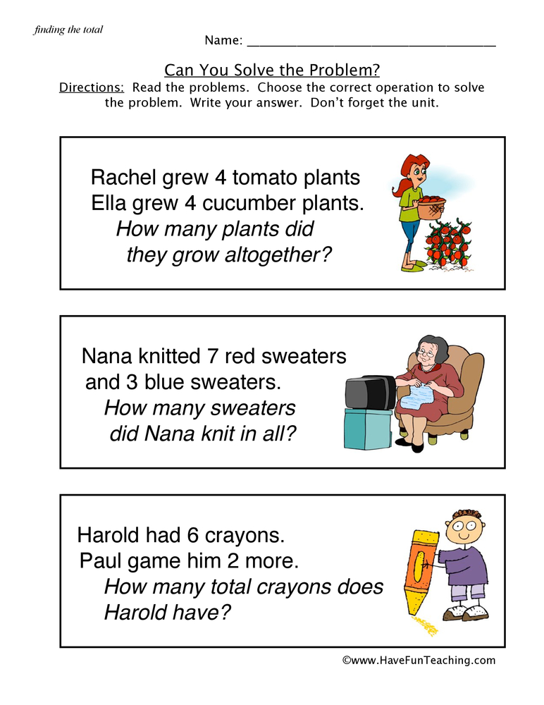 Solve Word Problems Worksheet  