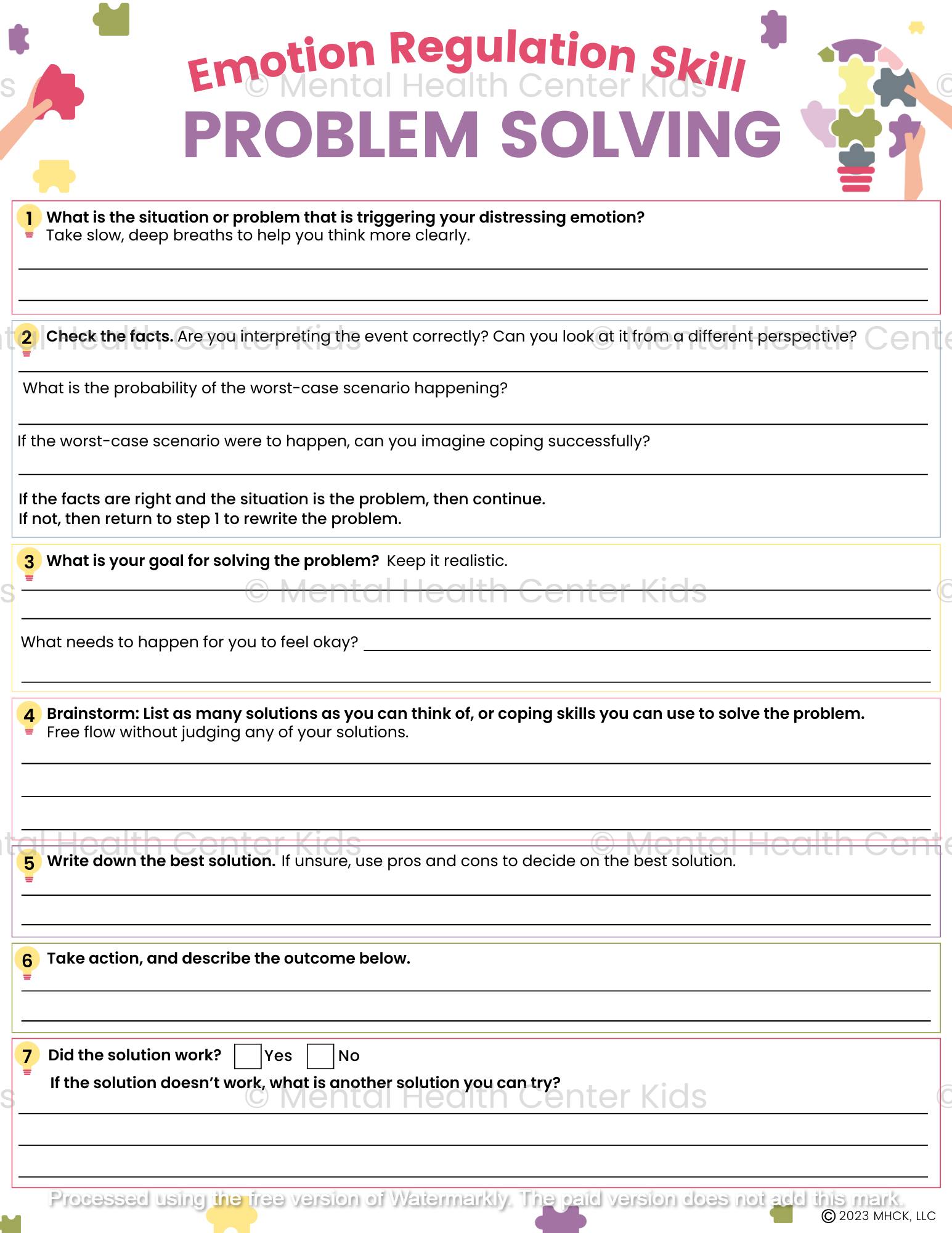 DBT Problem Solving Worksheet