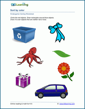 Sort by properties kindergarten worksheets | Worsheets library