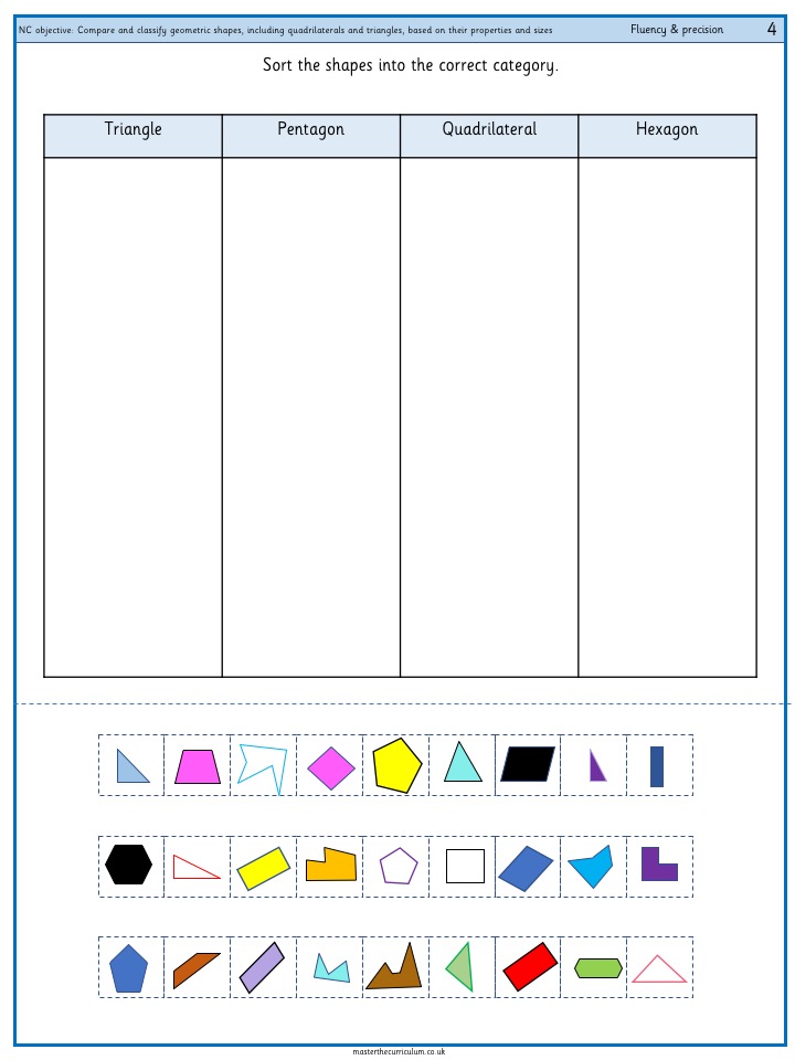 Sort the Shapes Math Worksheets SplashLearn Worksheets Library