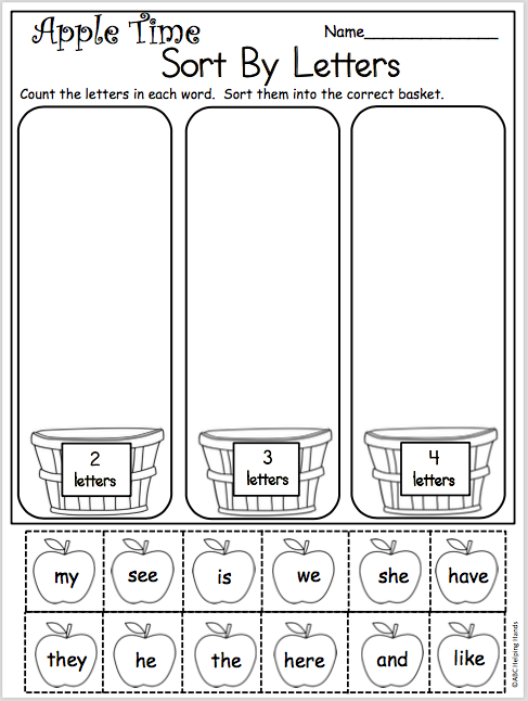 Sort By Letters - Free Apple Themed Worksheet | Made By Teachers