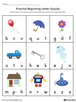 FREE* Practice Beginning Letter Sound Worksheet in Color ...