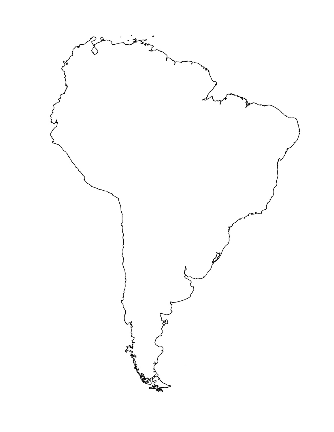 south america map worksheet