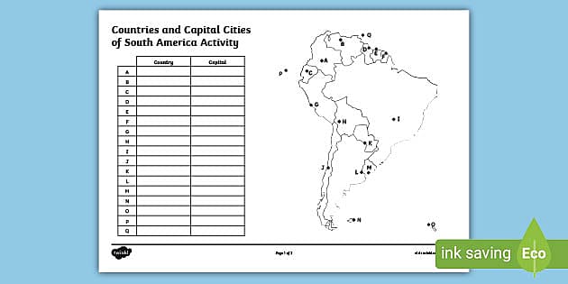 south america worksheet free