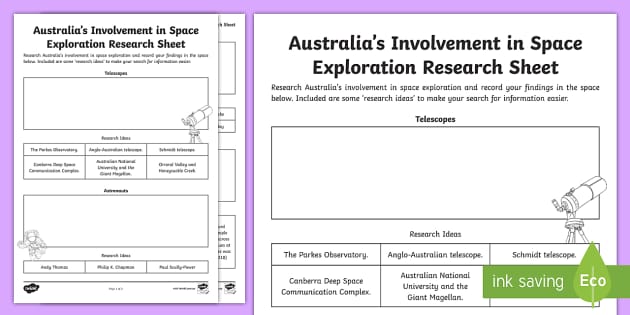 Australia and Space Exploration Research Worksheet 