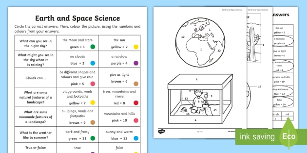 space mathematics worksheet 1 answers
