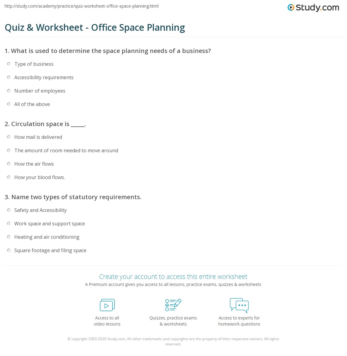 Quiz &  Worksheet - Office Space Planning | Study.com