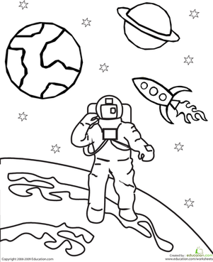 Color the Outer Space Astronaut | Worksheet 