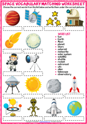 Space ESL Vocabulary Worksheets