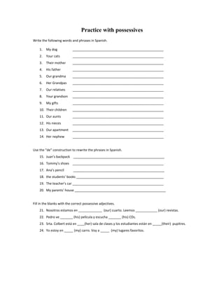 possessive pronoun worksheet | PDF