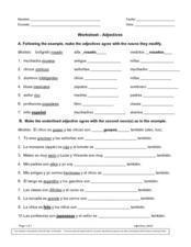 spanish adjectives worksheet