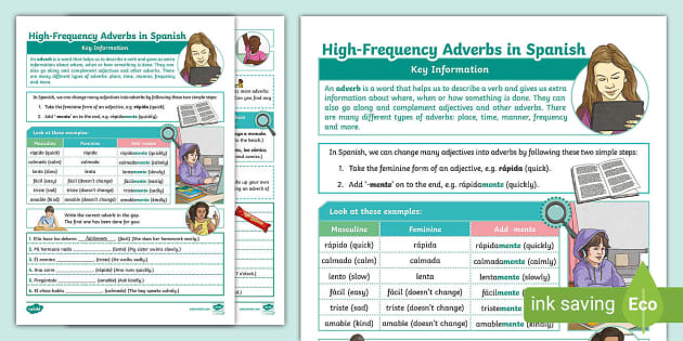 spanish adverbs worksheet
