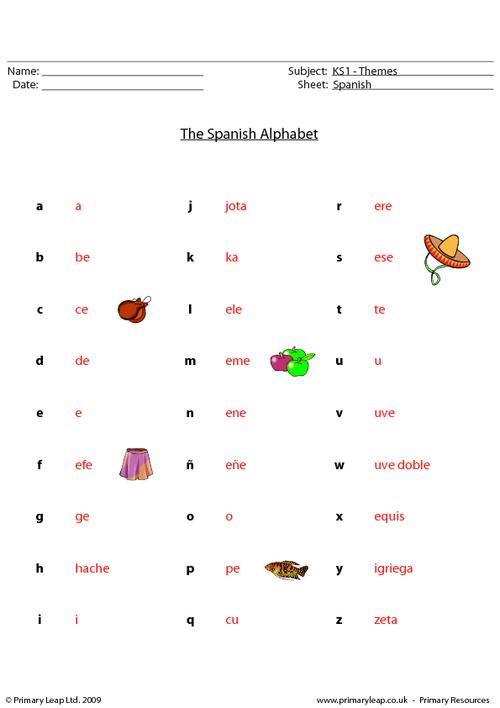 Spanish: Spanish alphabet | Worksheet | PrimaryLeap.co.uk