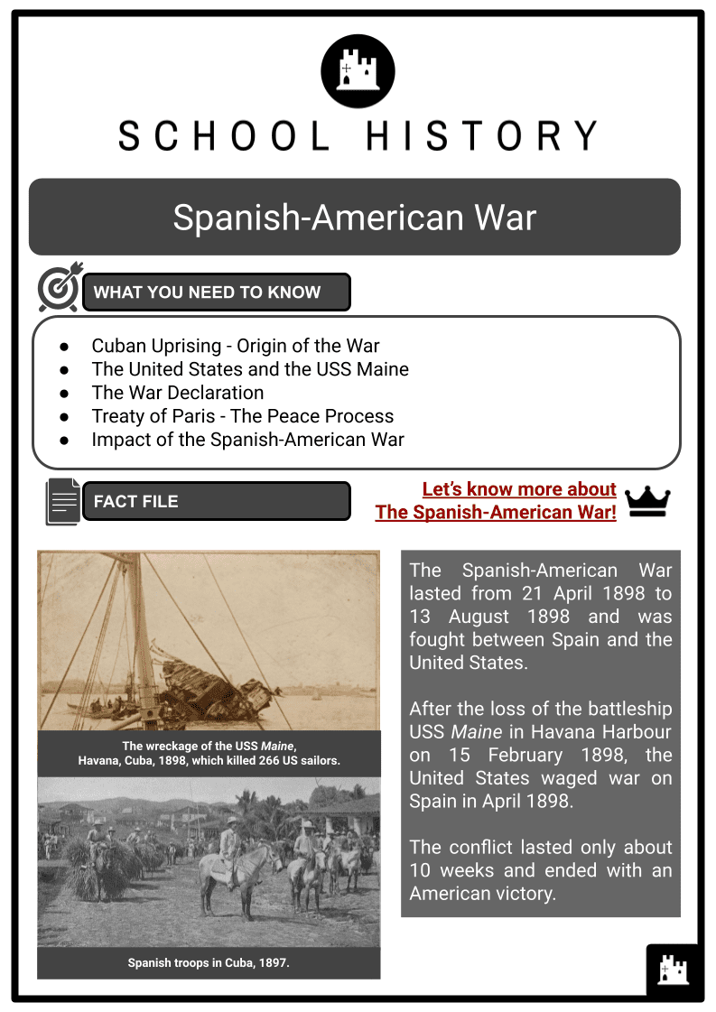 spanish american war worksheet