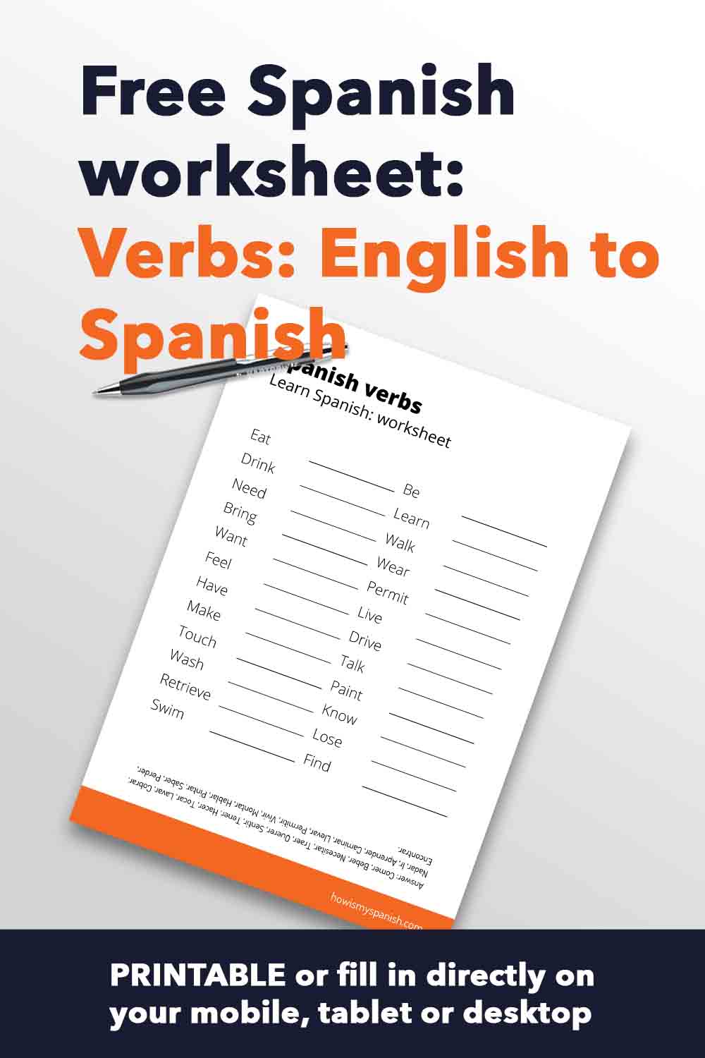 spanish and english worksheet
