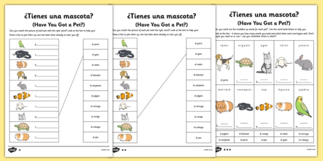 spanish animal worksheet
