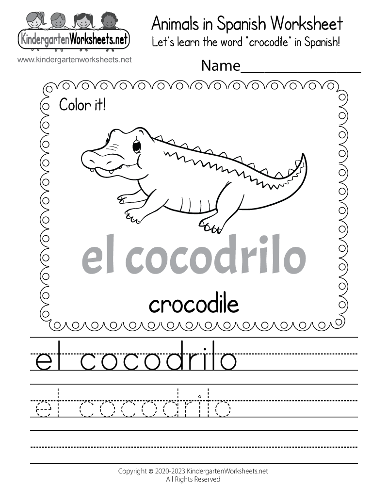 spanish animal worksheet