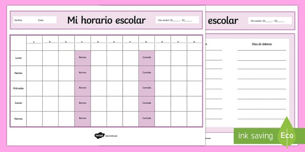School Timetable Template Spanish (teacher made) - Twinkl