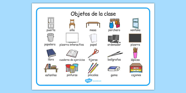 Classroom Objects in Spanish Word Mat - Primary Resources