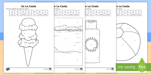 spanish color by number worksheet free