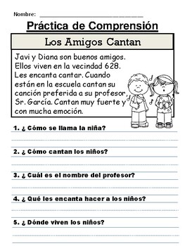 spanish comprehension worksheet