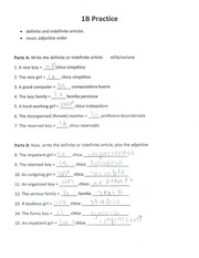spanish definite articles worksheet