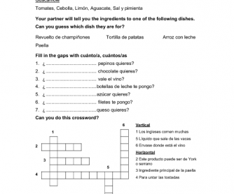 spanish food worksheet