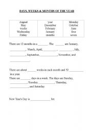 spanish months of the year worksheet