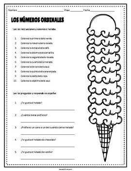 spanish number worksheet